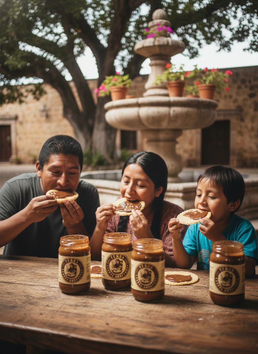 Familia disfrutando cajeta Tekua